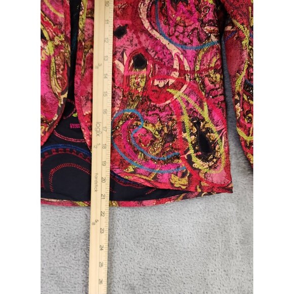 Chicos Jacket Womens Size 0 Multicolored Silk Embroidered Beaded Vintage Top - Picture 6 of 11